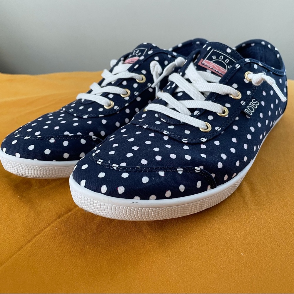 BOBS by Sketchers Navy Polka Dot Size 10